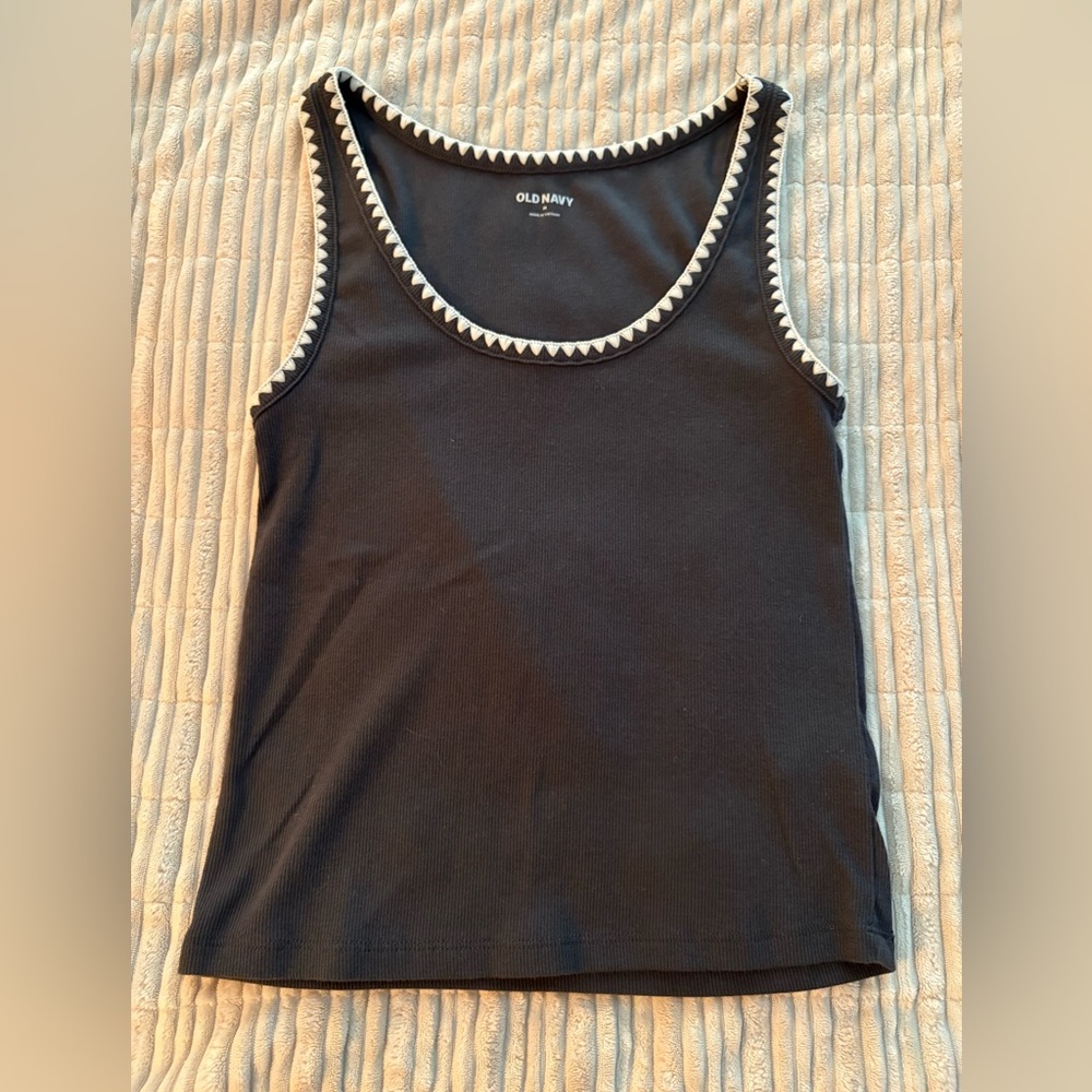 Old Navy Black Tank Top with White Accents